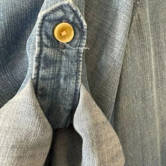 Anthropologie Cloth & Stone Roll Table Sleeve Mini Dress Collared Denim S # 1905 - Picture 7 of 13